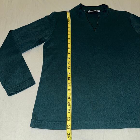 Vintage Gina Peters Women's Medium Quarter Zip Long Sleeve Top Emerald Green - Picture 5 of 8